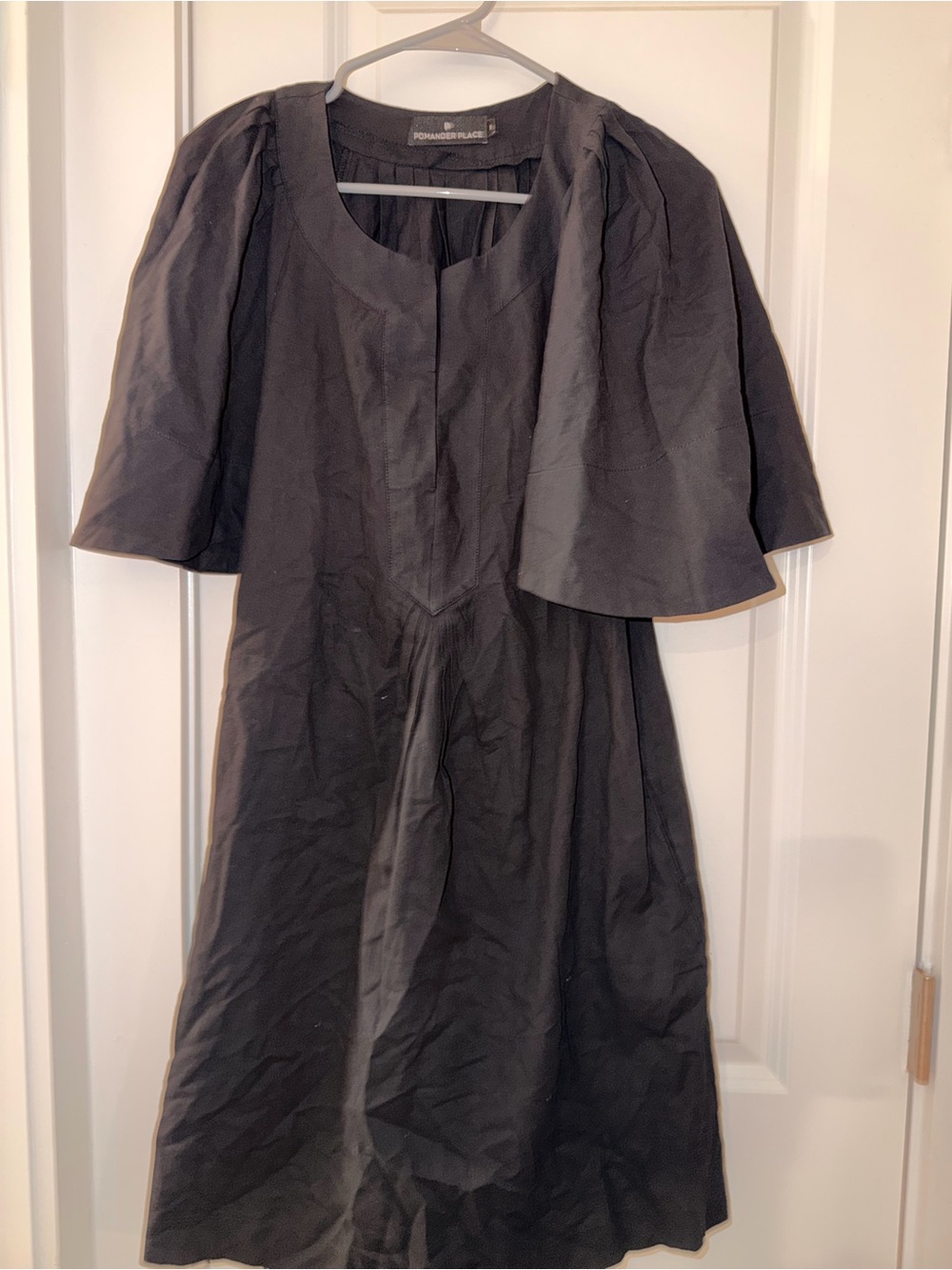 Pomander Place Black Midi Dress with Capelet Sleeves